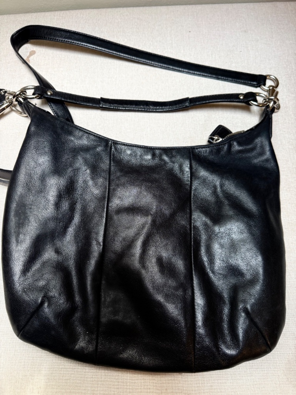Coach Kristin Black Leather Hobo Bag Purse Handbag With Silver Trim - Picture 4 of 9